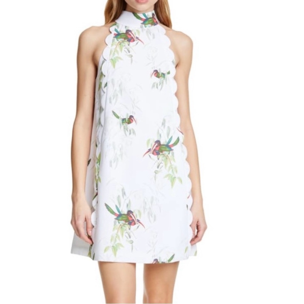 Ted Baker Swing Dress White Toriat Tutti Frutti Scallop Size 1